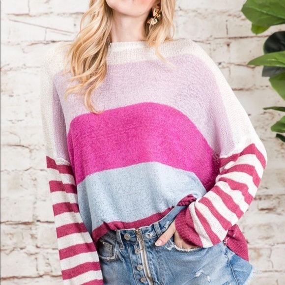 NWT Colorblock Slouchy Boyfriend Lightweight Sweatshirt Lagenlook Women's Medium - Picture 1 of 8